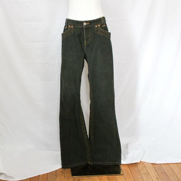 Y2K Tommy Hilfiger Women’s Hipster Bootcut Corduroy Pants Dark Green 10 - Picture 1 of 5
